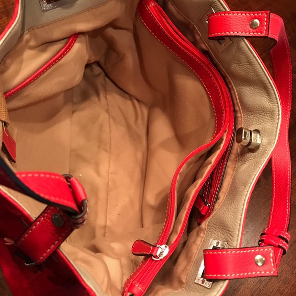 Clark’s coral red leather satchel/purse - Picture 3 of 6